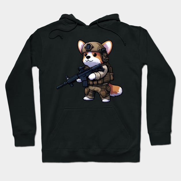 Tactical Corgi Hoodie by Rawlifegraphic